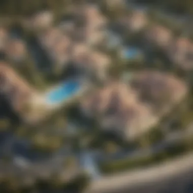 Aerial view of a luxury villa community