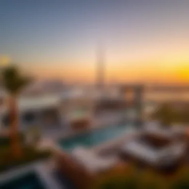 Expansive views of Dubai skyline from Aurum Villas