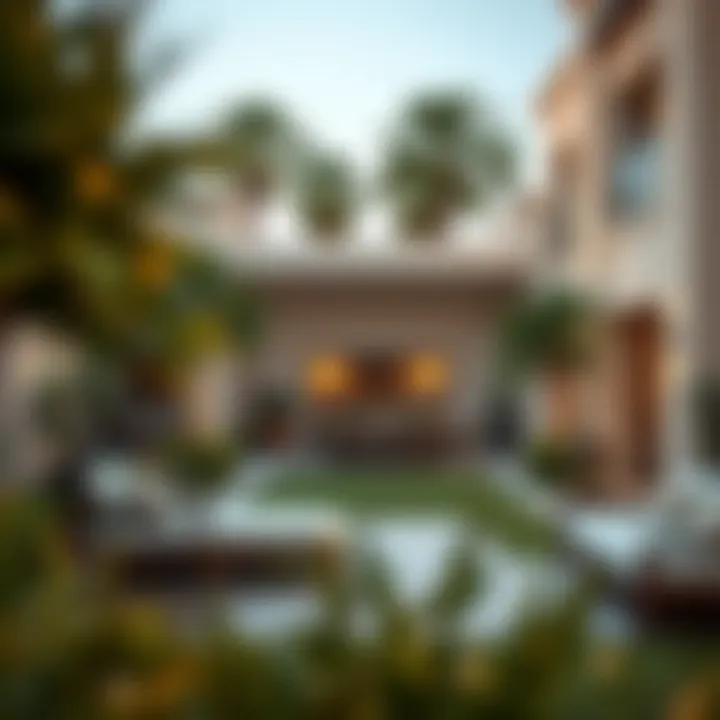 Tranquil Outdoor Living in Dubai Villas Peaceful outdoor space with landscaped gardens