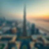 Stunning aerial view of Burj Khalifa showcasing its towering presence in Dubai's skyline.