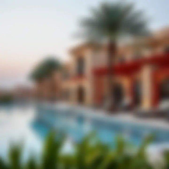 Community amenities such as pools and parks in villa neighborhoods