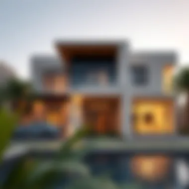 Luxurious villa exterior showcasing modern architecture in Dubai