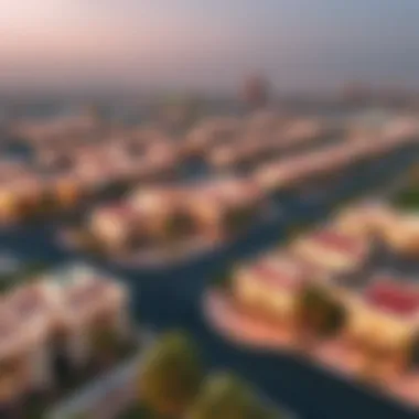 Aerial view of Century Village showcasing its unique architecture