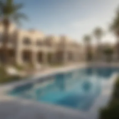 Community amenities near Sidra villas including parks and pools