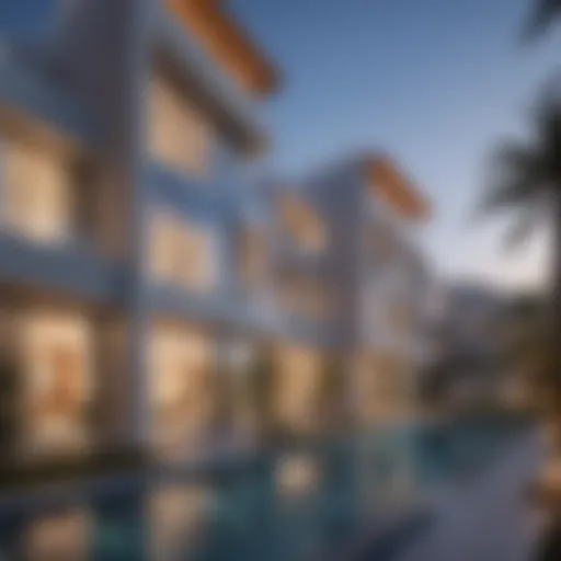 A striking exterior view of Aldar Villas showcasing modern architectural design