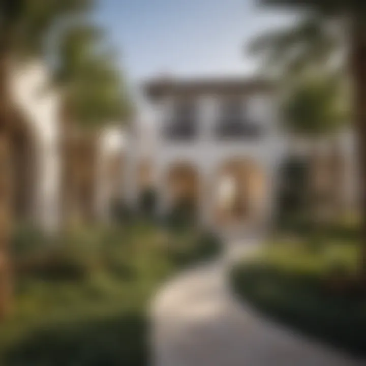 A tranquil garden area in Aldar Villas emphasizing outdoor lifestyle