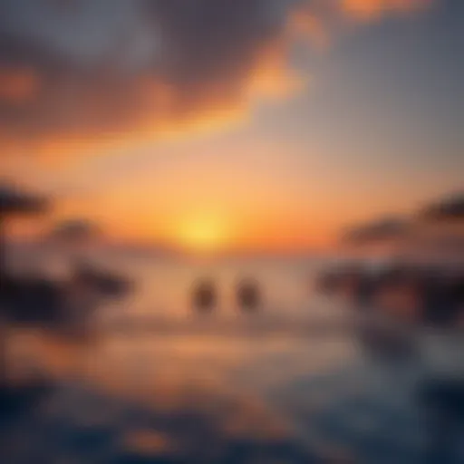 A breathtaking sunset over Cove Beach Dubai, showcasing the serene waters and luxurious ambiance.