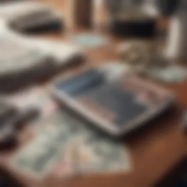 Calculating Currency Conversion Calculator and currency notes on a desk
