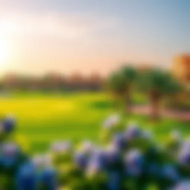 Serene Golf Course Surroundings Expansive golf course within Damac Hills Veneto offering serene views