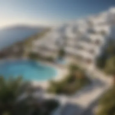 Architectural Marvel of Damac Lagoon Santorini Stunning architectural view of Damac Lagoon Santorini
