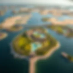 Aerial view of the Damac Lagoons development showcasing its unique water features and landscaping