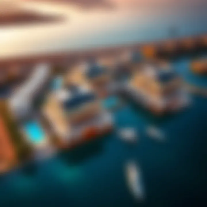 Aerial view of Damac Lagoons Santorini showcasing its luxurious design and layout