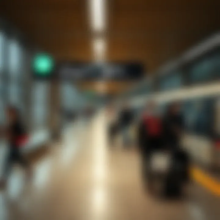 Metro services signage and passenger flow at Dubai Investment Park