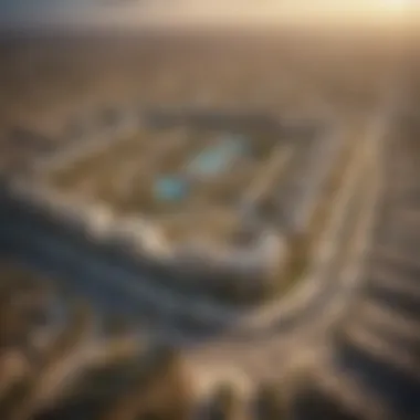 A stunning aerial view of Dubailand showcasing its vibrant landscape.