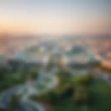 Aerial Perspective of Eden Hills Community Aerial view of Eden Hills Dubai highlighting its landscaped surroundings