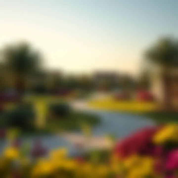 Serene landscapes and green spaces surrounding Elan Tilal Al Ghaf