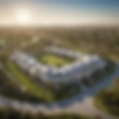 Aerial Perspective of Emirates Golf Club Villas Aerial view of Emirates Golf Club and surrounding luxurious villas