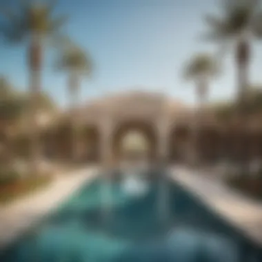 Opulent Outdoor Pool Area in Emirates Golf Club Luxurious outdoor pool area of Emirates Golf Club villa
