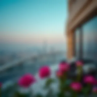 Scenic view from a villa balcony with city skyline