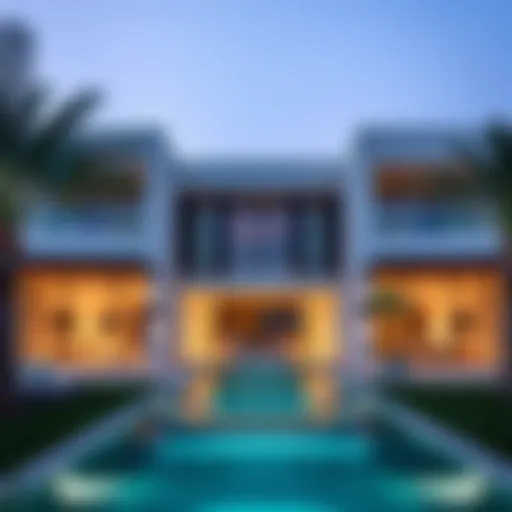 Stunning exterior view of Akoya Villas showcasing modern architecture