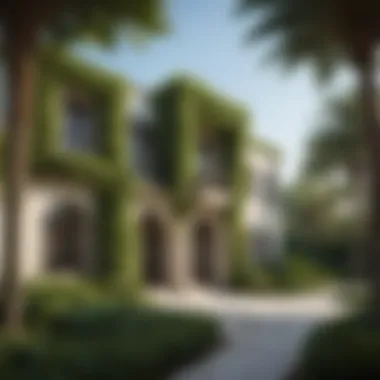 Lush Exterior of Al Barari Villas Stunning exterior view of Al Barari Villas showcasing lush greenery