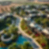 Aerial view of Al Yasmin community showcasing lush greenery and modern architecture