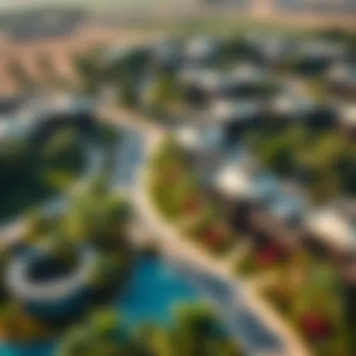 Aerial view of Al Yasmin community showcasing lush greenery and modern architecture
