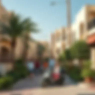 Neighborhood Vibe of Al Yasmin Vibrant neighborhood atmosphere in Al Yasmin with families enjoying their surroundings