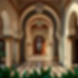 Grand entrance featuring traditional Arabic arches and intricate tile work