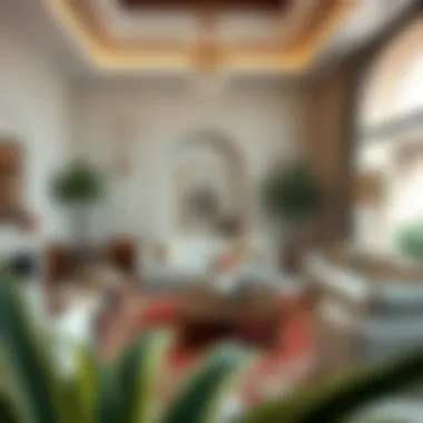 Harmonious Interior Design Fusion Interior showcasing a blend of modern furnishings and traditional decor elements