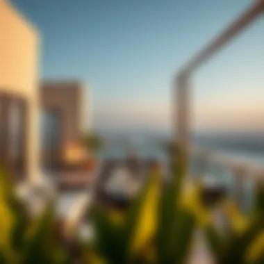 A stunning rooftop terrace with panoramic views and contemporary seating arrangements