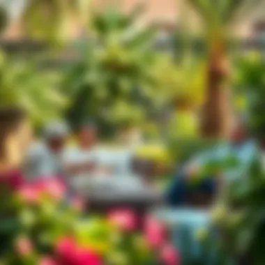 Family enjoying leisure time in a garden setting