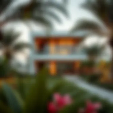 Modern architectural design of a house with garden