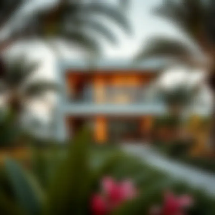 Modern architectural design of a house with garden