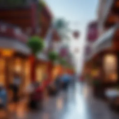 A bustling marketplace in Janusia featuring local shops and dining options