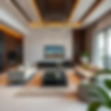Elegant Living Room Interior in Damac Hills Modern interior of a villa living room