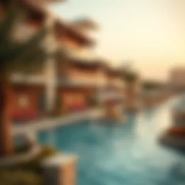 Aerial view of the vibrant community features and amenities at Damac Lagoons