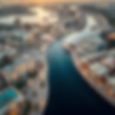 Aerial view of the Dubai Canal area illustrating its geographical significance