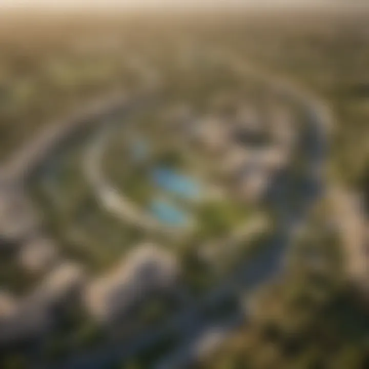 Aerial view of Dubai Hills Estate highlighting community amenities and green spaces