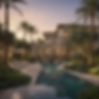 Tranquil Gardens: A Retreat in Urban Luxury A serene garden in Dubai Hills Estate, reflecting tranquility and upscale lifestyle