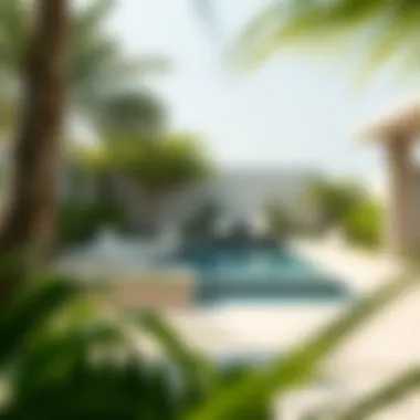 Tranquil Outdoor Retreat with Private Pool Serene outdoor area with a private pool surrounded by lush greenery