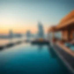 Luxurious private pool overlooking the Dubai skyline
