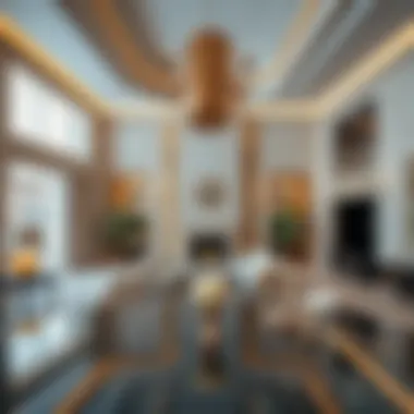 Luxury interior of an Elysian mansion with opulent furnishings and exquisite decor