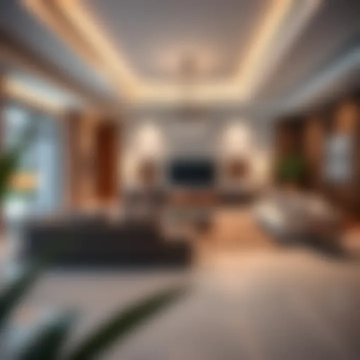 Elegant living room interior in a golf home