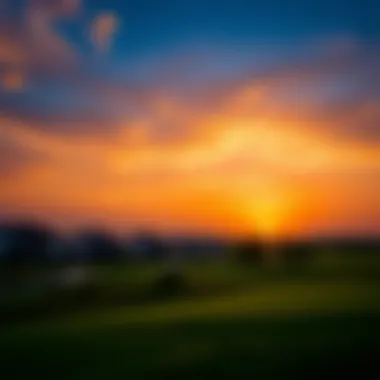 A beautiful sunset over the golf course with homes in the background