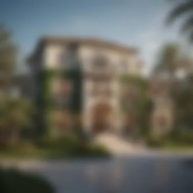 Stunning Exterior of a Dubai Golf Villa Luxurious golf villa exterior with lush greenery
