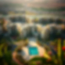 Aerial view of Green Land Jaddaf showcasing residential buildings and lush greenery