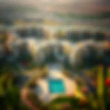 Aerial view of Green Land Jaddaf showcasing residential buildings and lush greenery