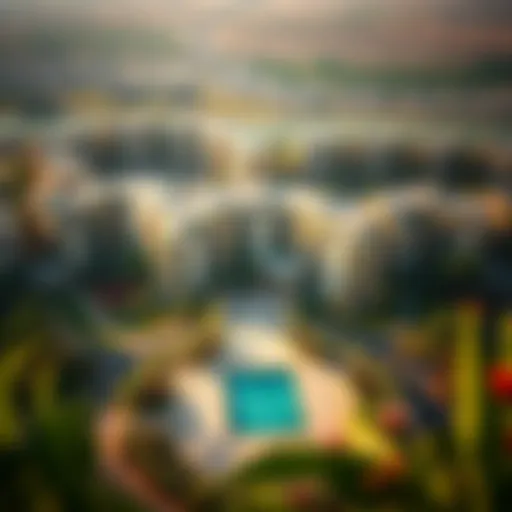 Aerial view of Green Land Jaddaf showcasing residential buildings and lush greenery