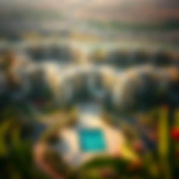 Aerial view of Green Land Jaddaf showcasing residential buildings and lush greenery